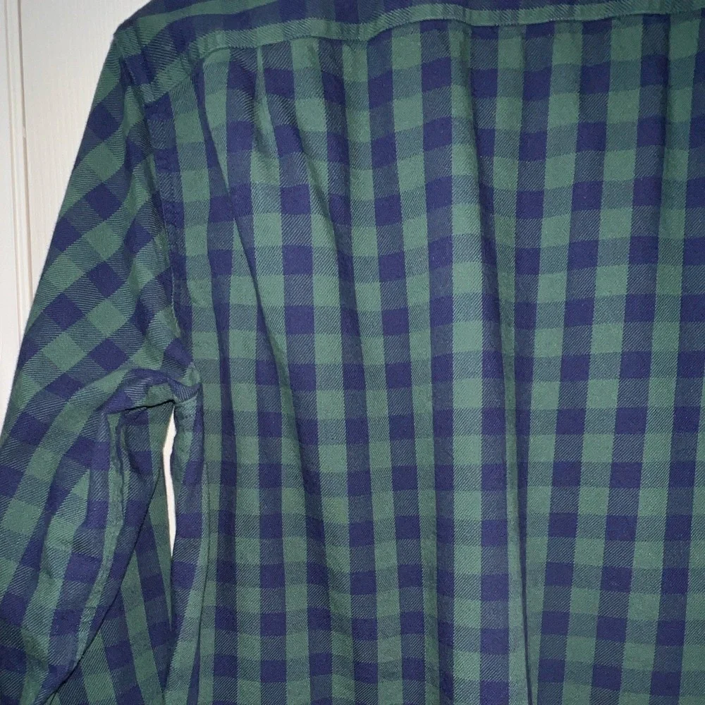 J. Crew Heavyweight Flannel Green Blue Plaid 2-Pocket Shirt Mens M 20638